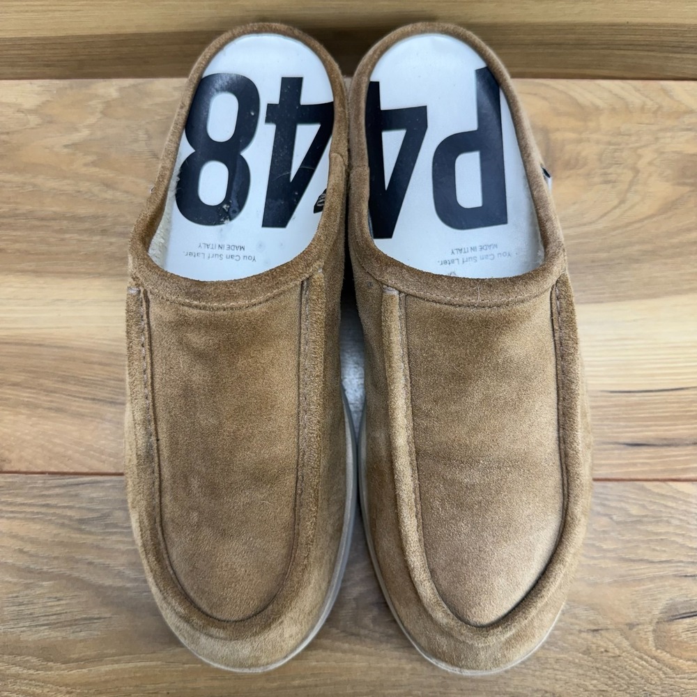 P448 Camel Suede Slip On Clogs Mules Womens 10 EU 40